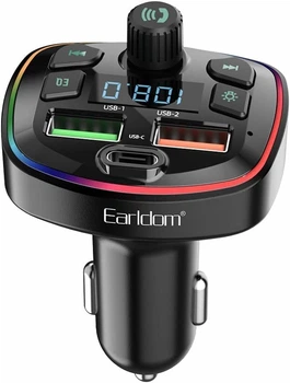 FM модулятор MP3 с двумя USB и Type-C — Earldom ET-M71 Black (778357)