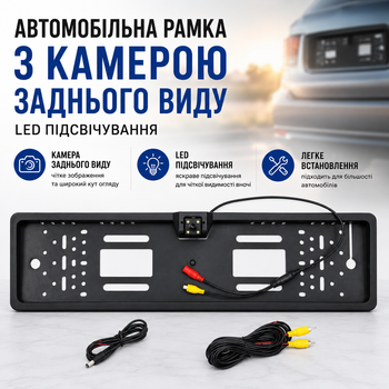 Автомобильная рамка для номера с камерой заднего вида LED подсветкой