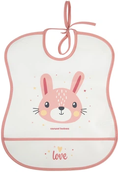 Слинявчик пластиковий Canpol babies Cute Animals Водонепроникний з кишенькою 36х30 см Рожевий (2/919_pin2)