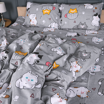 Комплект постільної білизни Бязь 17-0665 Cream Kittens Полуторний