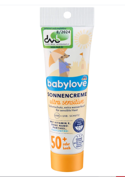 Дитячий сонцезахисний крем для ультрачутливої шкіри, Babylove Ultra Sensitive OF50+ 30 мл