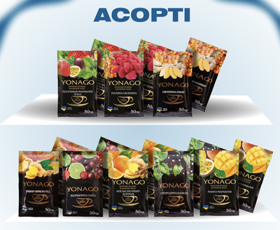 Фруктово-ягідні напої Асорті Yonago бокс 24 шт × 50 г (НФ-00015776)