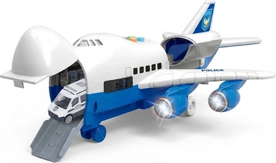 Набор полицейский MalPlay самолет A380 со звуковыми и световыми эффектами + машины Бело-голубой 111561 (5901924238157)