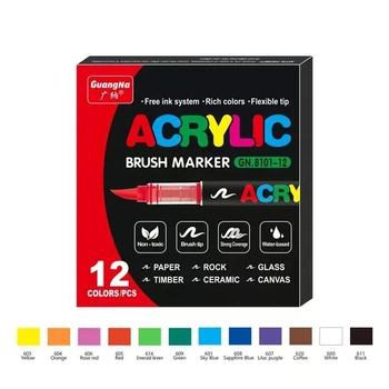 Маркер-кисть GuangNa Acrylic GN.8101 12 кольорів для творчості, малювання, DIY (ab12)