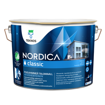 Фарба для деревяних фасадів напівматова біла NORDICA CLASSIC 0.9л