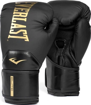 Боксерские перчатки Everlast ELITE 2 BOXING GLOVES черный, золотой 14 унций (P00003272)