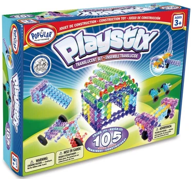 Klocki konstrukcyjne MalBlo Playstix transparentny 105 elementów POP 90015 (755828900154)
