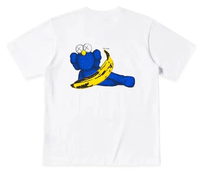 Футболка Uniqlo Белая футболка Uniqlo KAWS x Andy Warhol с банановым принтом и логотипом унисекс 100% хлопок XXL Біла (2595015568)