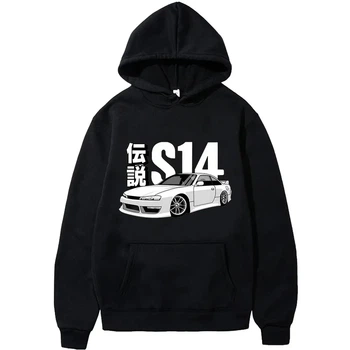 Худі 2024 Initial D JDM с капюшоном в стиле ретро S14 FD с японским принтом автомобиля Harajuku S Чорне (2326516380f)