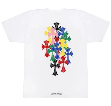 Футболка Chrome Hearts Белая футболка Chrome Hearts с цветными крестами и вышивкой на груди женская свободная хлопковая стильная M Біла (2594338626)