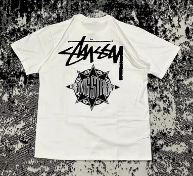 Футболка Stussy Gang Starr белая мужская с принтом логотипов, хип-хоп стиль S Біла (2586987992)