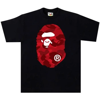 Футболка BAPE Color Camo Big Ape Head черно-красная унисекс с логотипом и камуфляжным принтом L Чорна (2594951976)