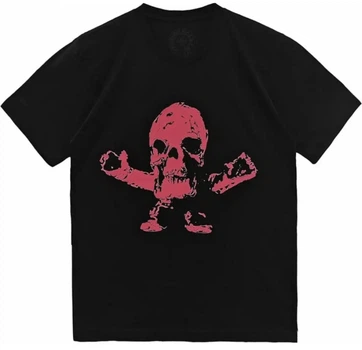 Футболка Chrome Hearts Черная футболка Chrome Hearts с красным принтом скелета из хлопка женская стильная креативная повседневная XL Чорна (2594299189f)