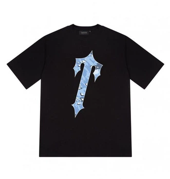 Футболка Черная футболка Trapstar Decoded с голубым камуфляжным логотипом T и надписью It’s A Secret хлопковая унисекс XS Чорна (2594515152)