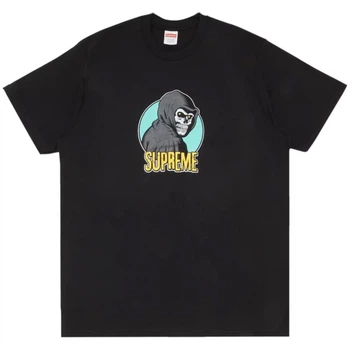 Футболка Supreme Reaper черная унисекс с принтом скелета в капюшоне и логотипом Supreme 100% хлопок XS Чорна (2595019164f)