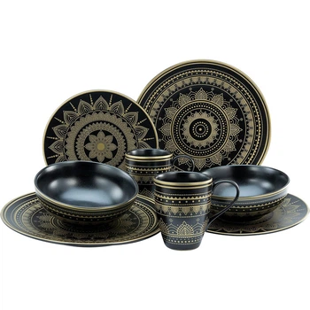 Набор посуды на 2 персоны, 8 предметов, золотисто-черный Mandala Gold Black Creatable