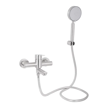 Смеситель для ванны Brinex Pure 006 с поворотным изливом (с душевым гарнитуром) Nickel BRIPUR006NKL