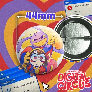 Значок Помни и Джакс из веб-сериала Удивительный цифровой цирк / The Amazing Digital Circus. №31. 44мм