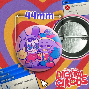 Значок Помні та Джакс з вебсеріалу Дивовижний Цифровий Цирк / The Amazing Digital Circus. №34. 44мм