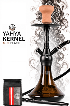 Кальян Yahya Kernel Mini Black 43 см, нержавіюча сталь + анодований алюміній, клік, повний комплект