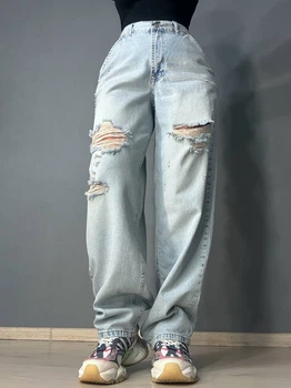 Джинси жіночі Its Basic 2952-1-12 skater jeans широкі рвані 36 блакитні
