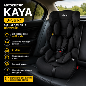 Автокрісло дитяче Kaya Pulse PP-1240 (9–36 кг, група 1-2-3, бустер) Melange Black