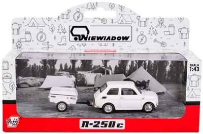 Model kolekcjonerski Daffi Fiat 126p + Przyczepa Niewiadow Krótka 1:43 K‑611 Biały (5905422116115)