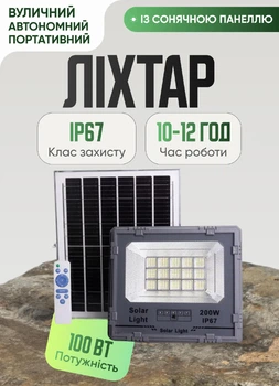 Аккумуляторный LED прожектор с солнечной панелью 100 Вт кемпинговый светильник автономное освещение для рыбалки туризма с пультом датчиком движения влагозащита IP67