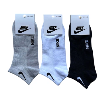 Набір чоловічих шкарпеток Nike з гумкою на стопі 3 пари 41-45 White-Black-Grey