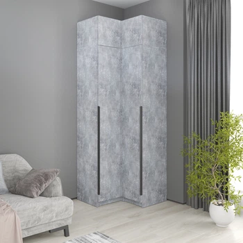 Кутова шафа з антресоллю MebelStar Оскар ДСП BL-B, стандарт 87x52x260 см Бетон (MBS-6945)