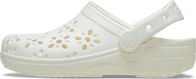 Подростковые сабо для девочки Crocs Classic Floral Cut Out Clog 37-38 J5 Белые ( 210943-0WV)