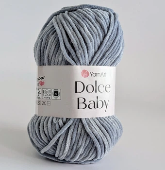 Пряжа YarnArt Dolce Baby №782 серый, (нити плюшевые, тонкие)