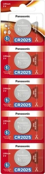 Батарейка Panasonic литиевая CR2025 блистер, 5 шт (CR-2025/5BE)