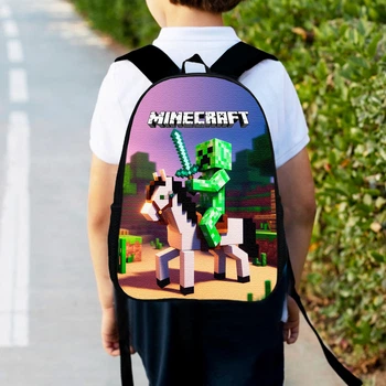 Рюкзак детский майнкрафт крипер на коне "Minecraft" 34х27см, городской ранец для мальчика (00532)