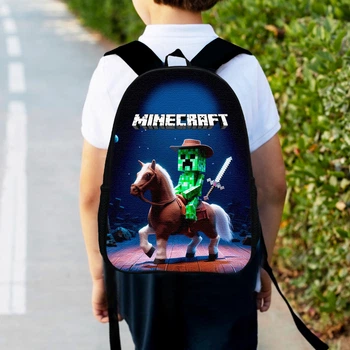 Рюкзак детский майнкрафт крипер на лошади "Minecraft" 34х27см, городской ранец для мальчика (00531)