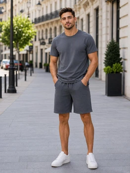 Чоловічий літній костюм Premium Fit Tee, бавовна сірий розмір 3XL