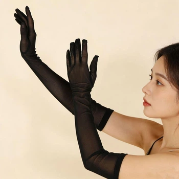 Довгі рукавички honey fashion accessories s/m/l чорні (30к062)