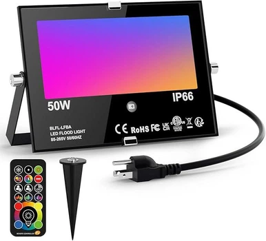 Прожектор LED 50 Вт RGB, пульт, вуличне освітлення фасаду