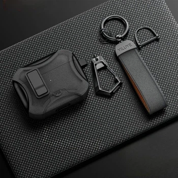 Чехол для AirPods Pro 2 с карабин защелкой и подставкой черный