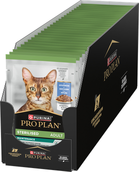 Упаковка вологого корму для дорослих котів Purina Pro Plan Sterilised Шматочки в соусі з кроликом для стерилізованих 85 г х 26 шт 2.21 кг (8445291991316)