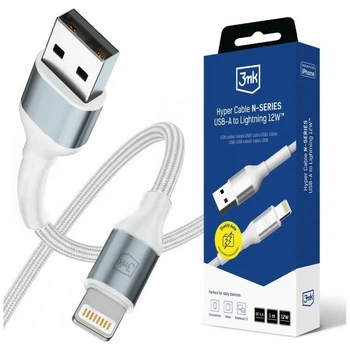 Кабель 3mk Hyper Cable N-Series USB-A to Lightning 1m QC 3.0 White (5903108740753)