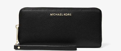 Кошелек Michael Kors Jet Set Travel Large Pebbled Leather Wristlet Black