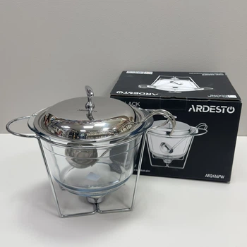Мармит стеклянный на металлической подставке 3,8л Ardesto Black Mars AR2416FW