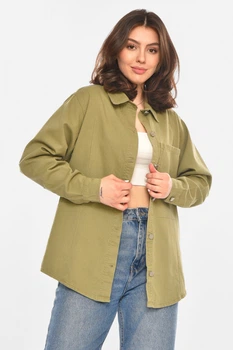 Рубашка женская однотонная цвета хаки Fashion размер 50 (213699)
