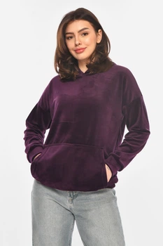 Худи женское велюр фиолетового цвета Fashion размер 44-48 (214446)