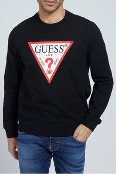 Світшот чоловічий (unisex) Guess бавовна чорний з принтом S