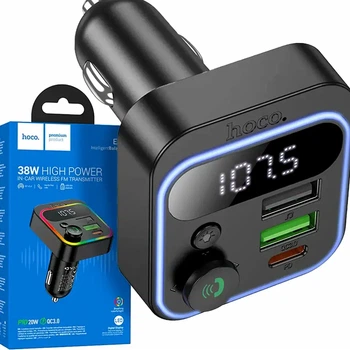 Автомобильное зарядное устройство 38W с FM трансмиттером и Bluetooth 5.4 HOCO E85 черное
