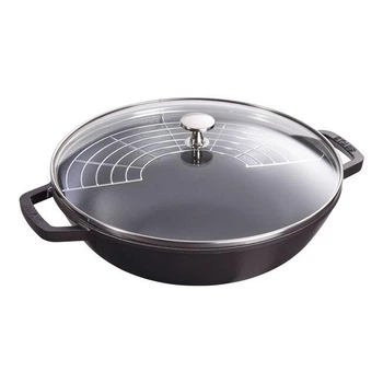 Сковорода вок Staub Specialities Wok Black 30 см з кришкою чавунна 40511-344-0