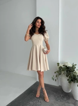Жіноча міні сукня з коротким рукавом Uaclothes 42 Бежевий (like38112-185441349)