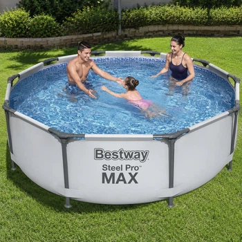 каркасный бассейн Bestway 56408 Steel Pro MAX 305x76 см с фильтр-насосом круглый семейный бассейн для дачи объемом 4678 л для взрослых и детей 3 м каркасные бассейны детские металлический каркас 2025 бествей